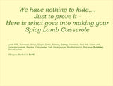 'A-la-Carte' Spicy Lamb Casserole Ready Meal