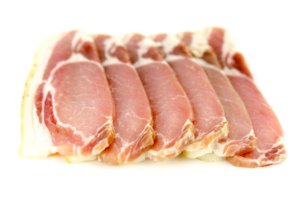 Plain Back Dry Cured Bacon. 6 slices per Pack approx 250g - **BEST SELLER**