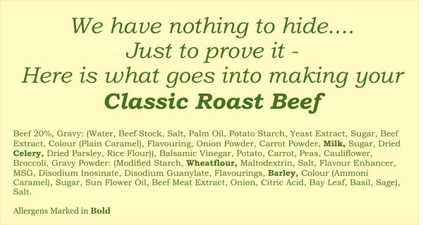 Classic Roast Beef, Vegetables, Roast Potatoes & Gravy