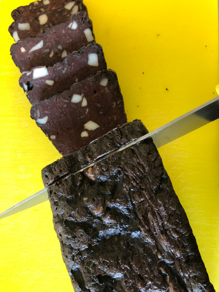Black Pudding. 2 slices in a pack each slice weighing 85g each approx.