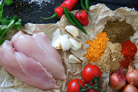 All the ingredients that go into our Chicken Jalfrezi.